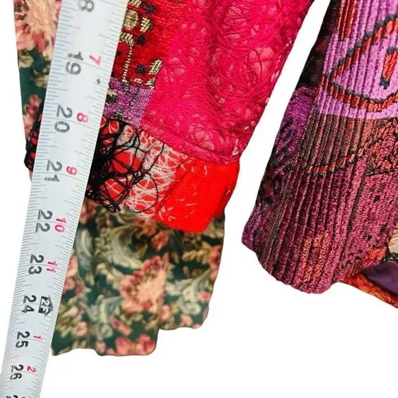 Vintage Lindi Silk-Blend Embroidered Patchwork Coat Size Small - Picture 12 of 12